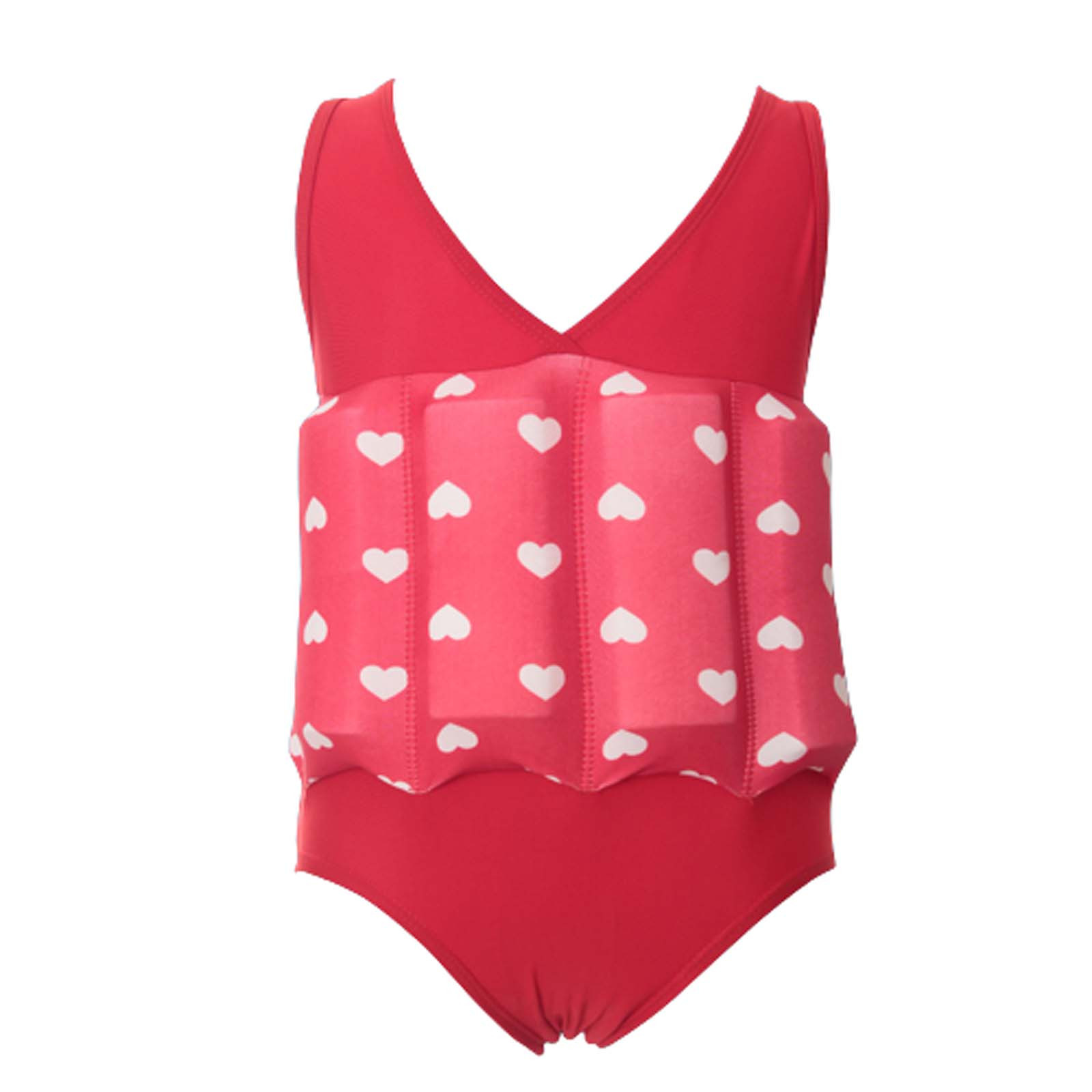 Odeerbi Toddler Girls Flotation Swimsuit Toddler Baby Float Suit One-piece Swimwear Sleeveless Buoyancy Swimsuit Red 4-5 Years